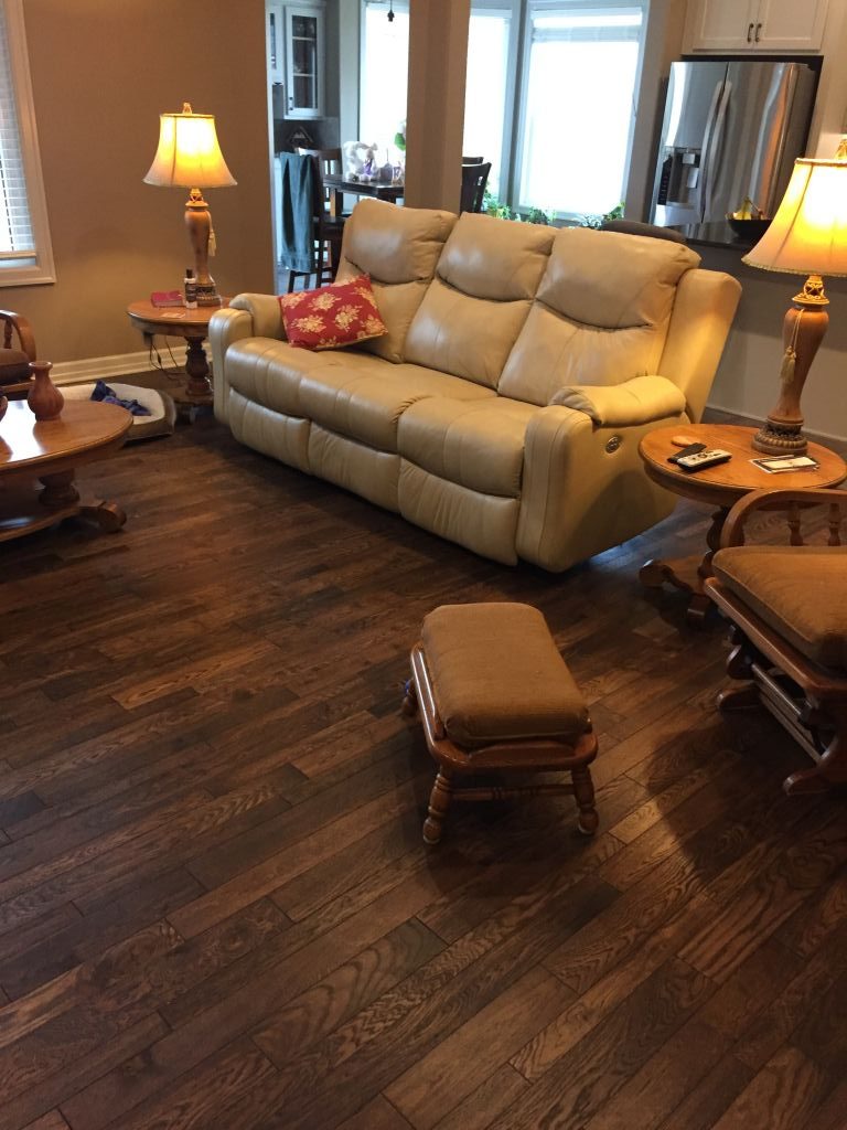 Lake Tahoe White Oak Prefinished floor from Master's Craft installed in a living room.