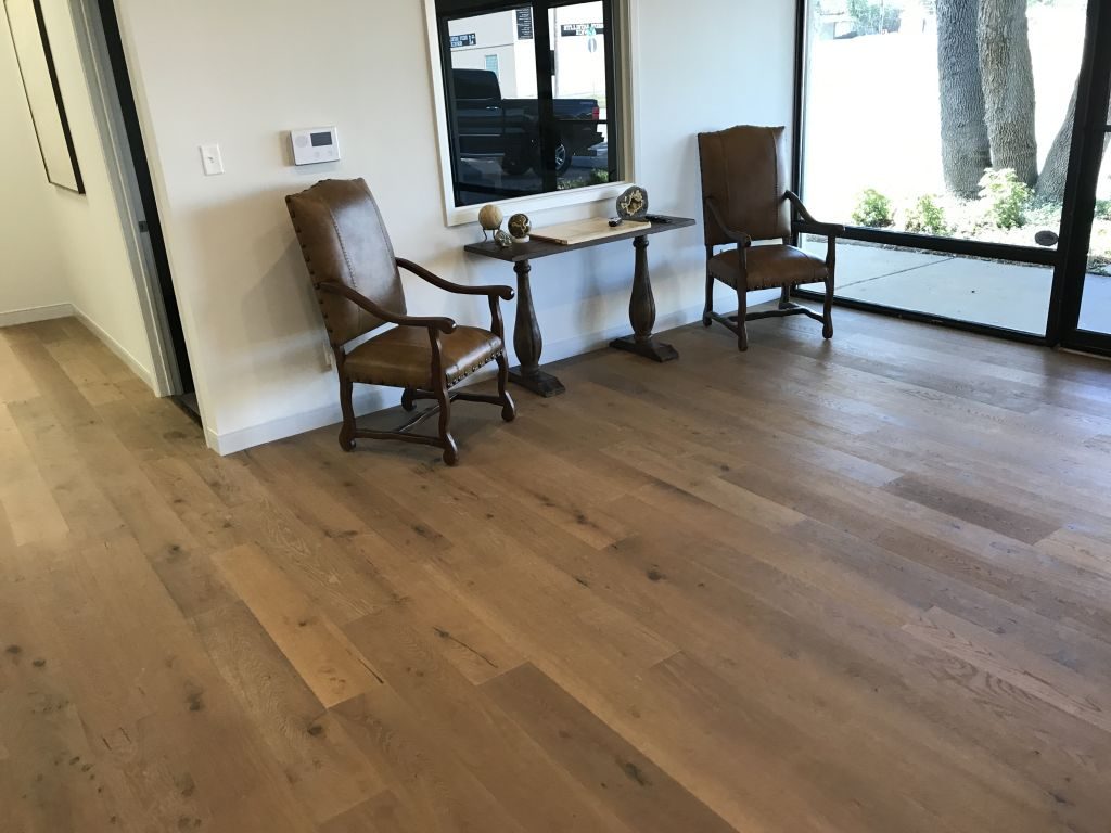 brown wood floor office
