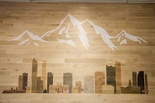Stained Denver skyline wall