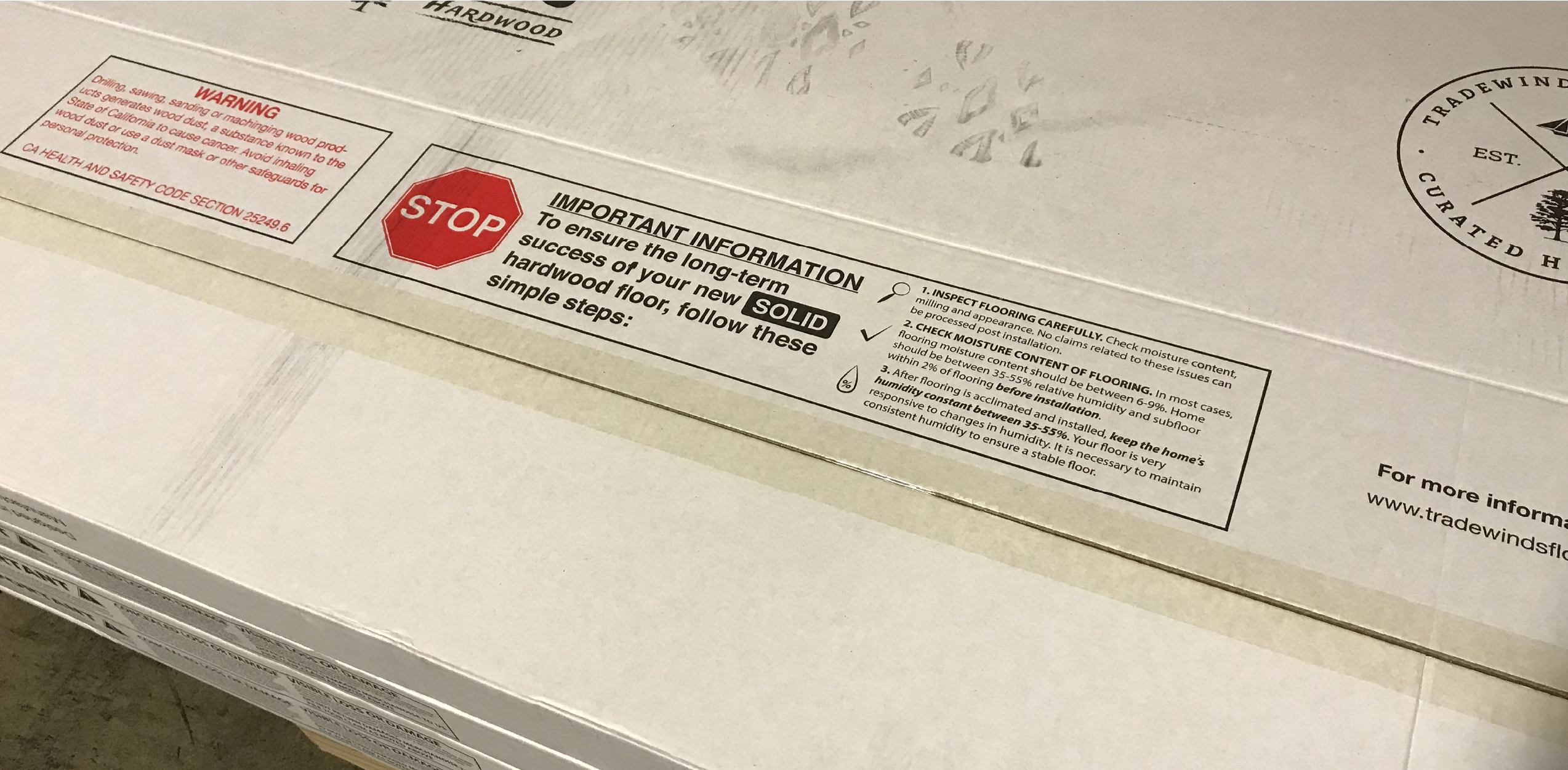 Our flooring boxes include special instructions that must be followed.